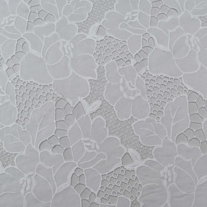 White Color Crepe Chikan Fabric