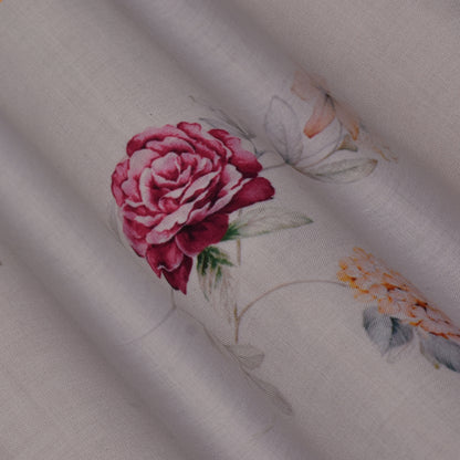 White Color Cotton Print Fabric