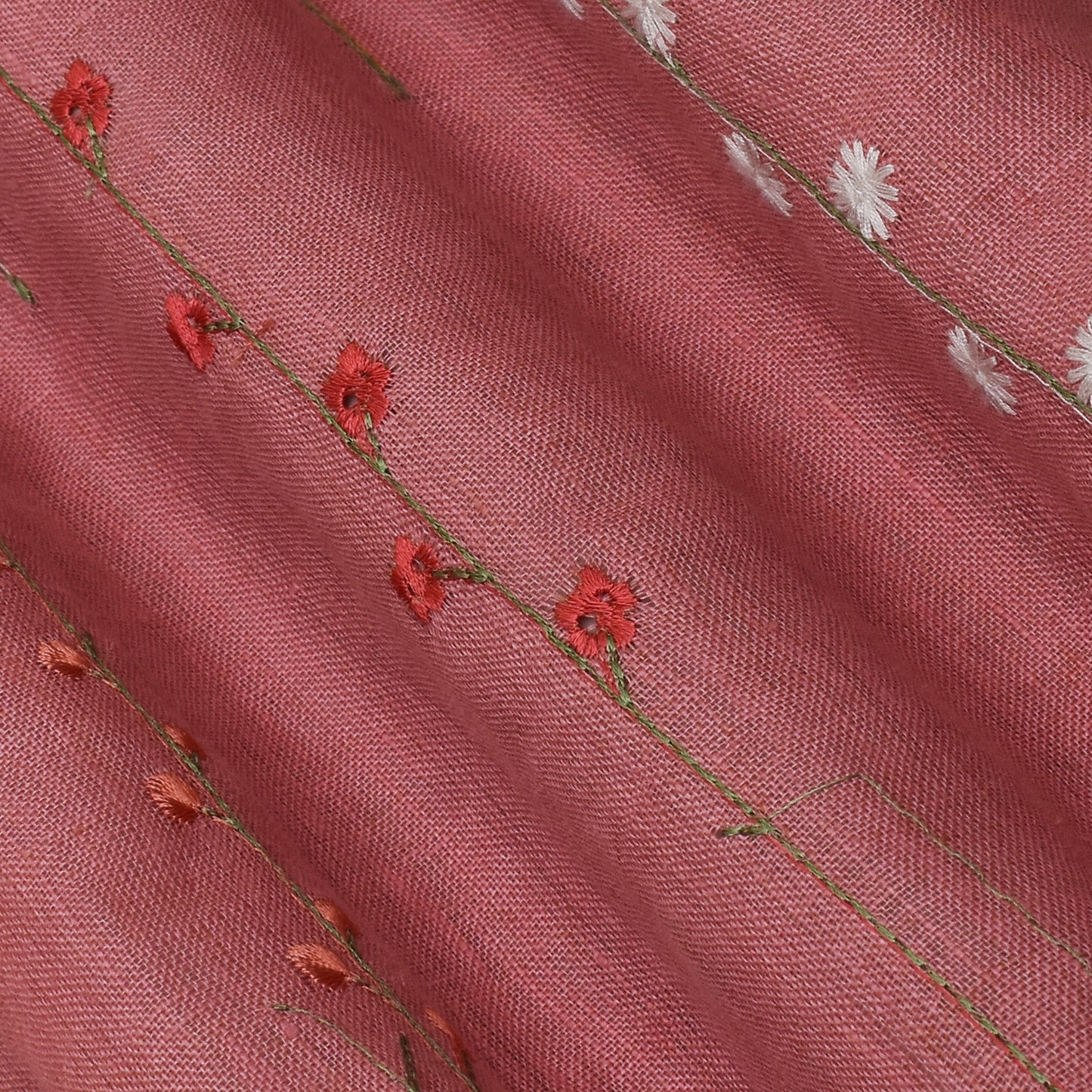 Gajri Color Linen Embroidery Fabric