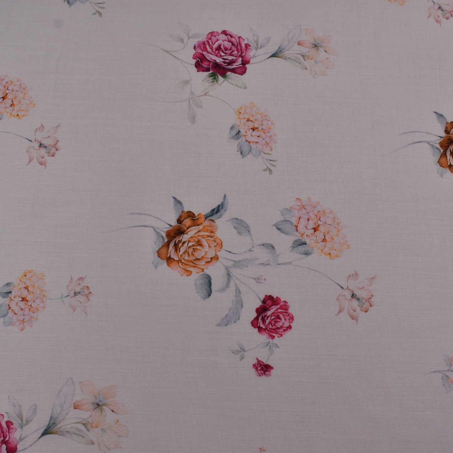 White Color Cotton Print Fabric