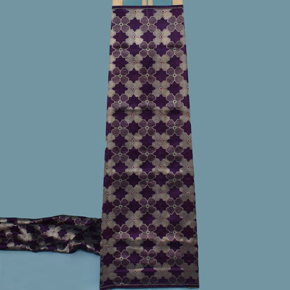 Purple Color Katan Meena Brocade Fabric