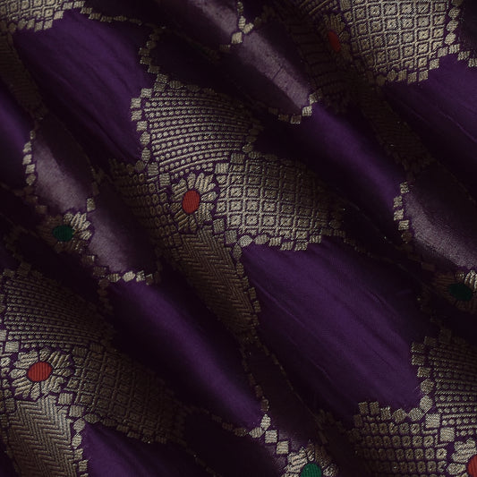 Purple Color Katan Meena Brocade Fabric