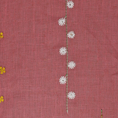 Gajri Color Linen Embroidery Fabric