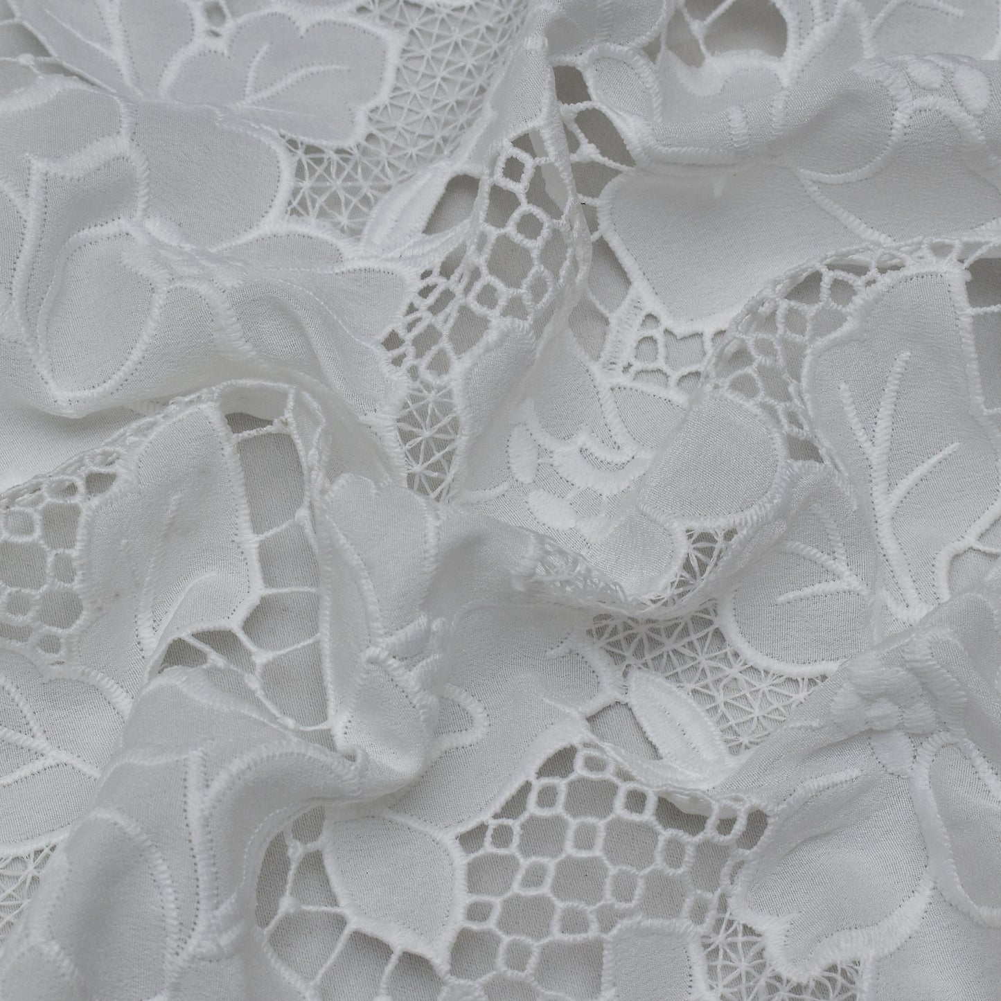 White Color Crepe Chikan Fabric