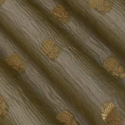 Moss Green Color Crush Tissue Booti Fabric