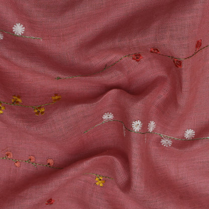 Gajri Color Linen Embroidery Fabric