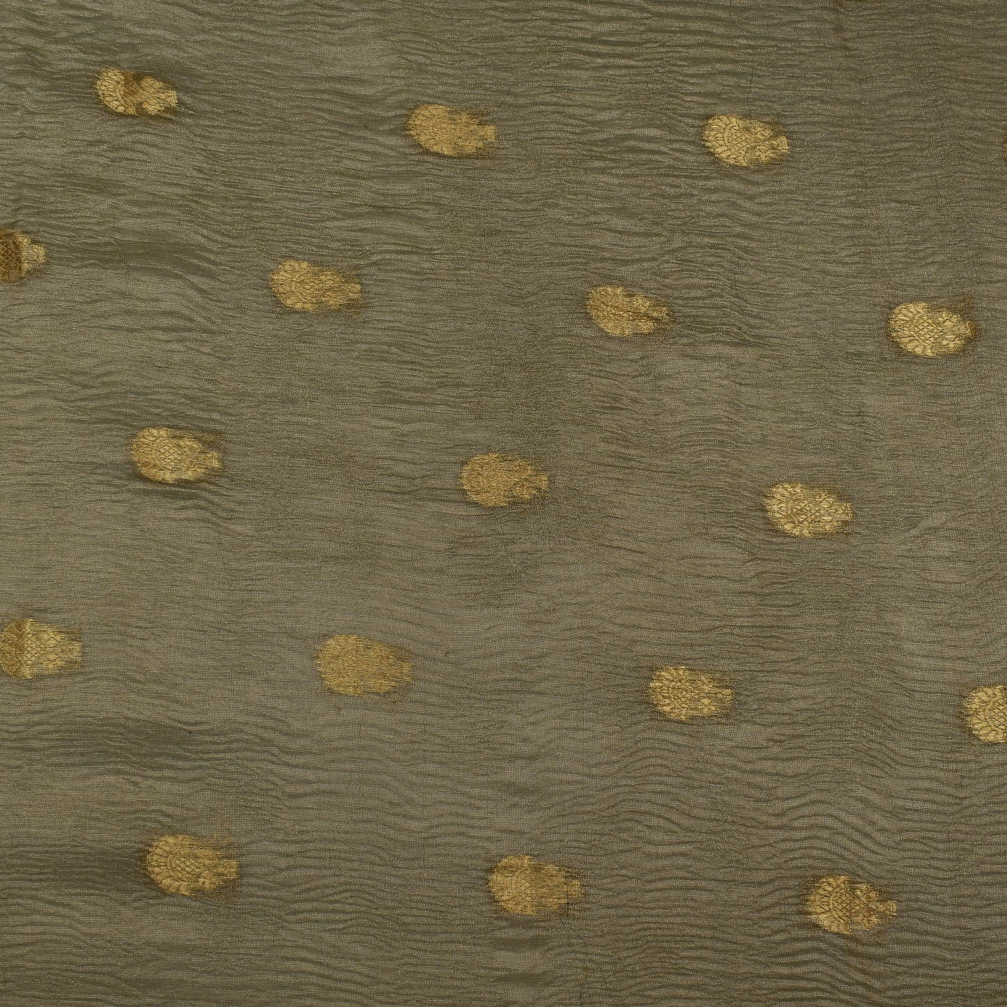 Moss Green Color Crush Tissue Booti Fabric