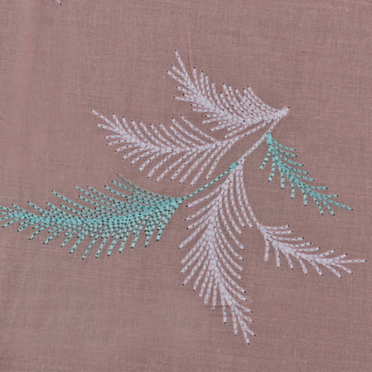 Pink Color Cotton Embroidery Fabric