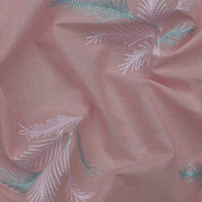 Pink Color Cotton Embroidery Fabric