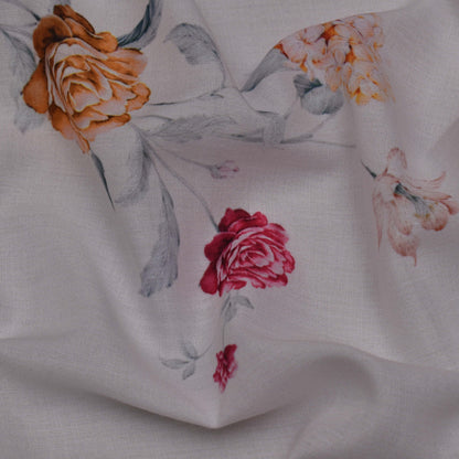 White Color Cotton Print Fabric