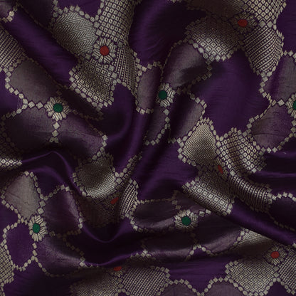 Purple Color Katan Meena Brocade Fabric