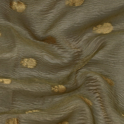 Moss Green Color Crush Tissue Booti Fabric