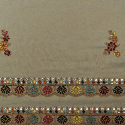 Beige Color Tissue Booti  Embroidery Fabric