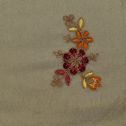 Beige Color Tissue Booti  Embroidery Fabric