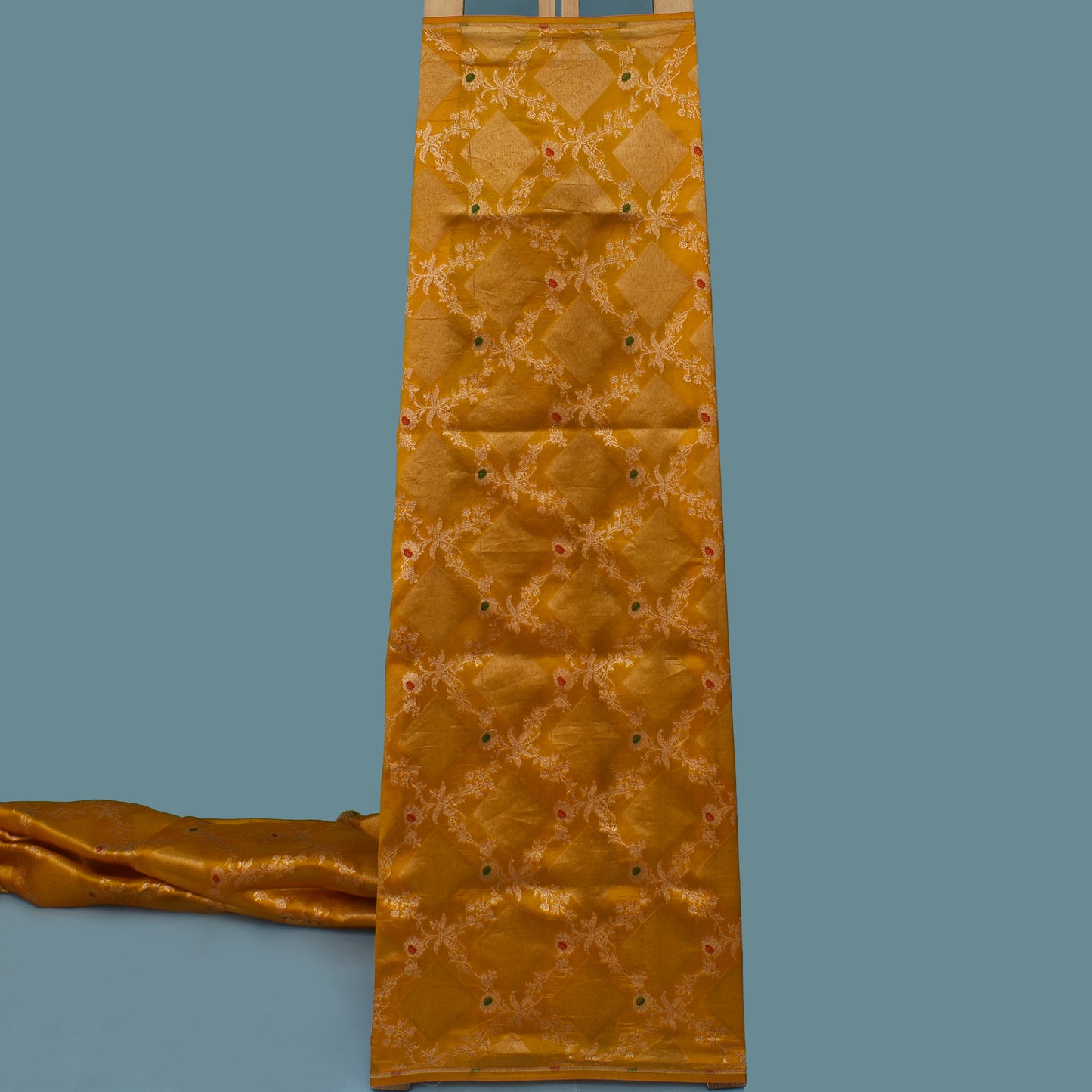 Mustard Color Katan Meena Brocade Fabric