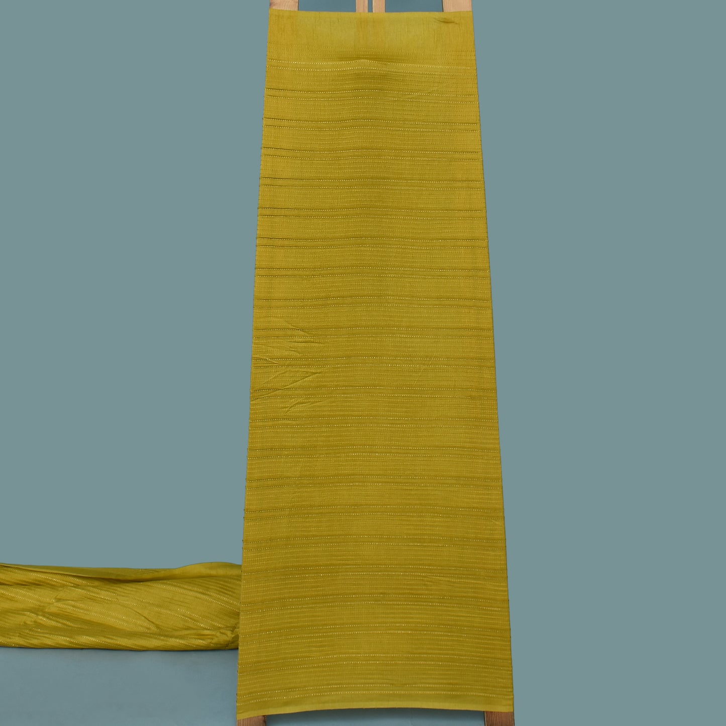 Mustard Color Slub Silk Pintex Fabric