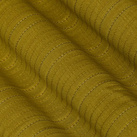 Mustard Color Slub Silk Pintex Fabric