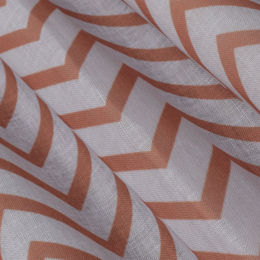 Rust Color Linen Digital Print Fabric