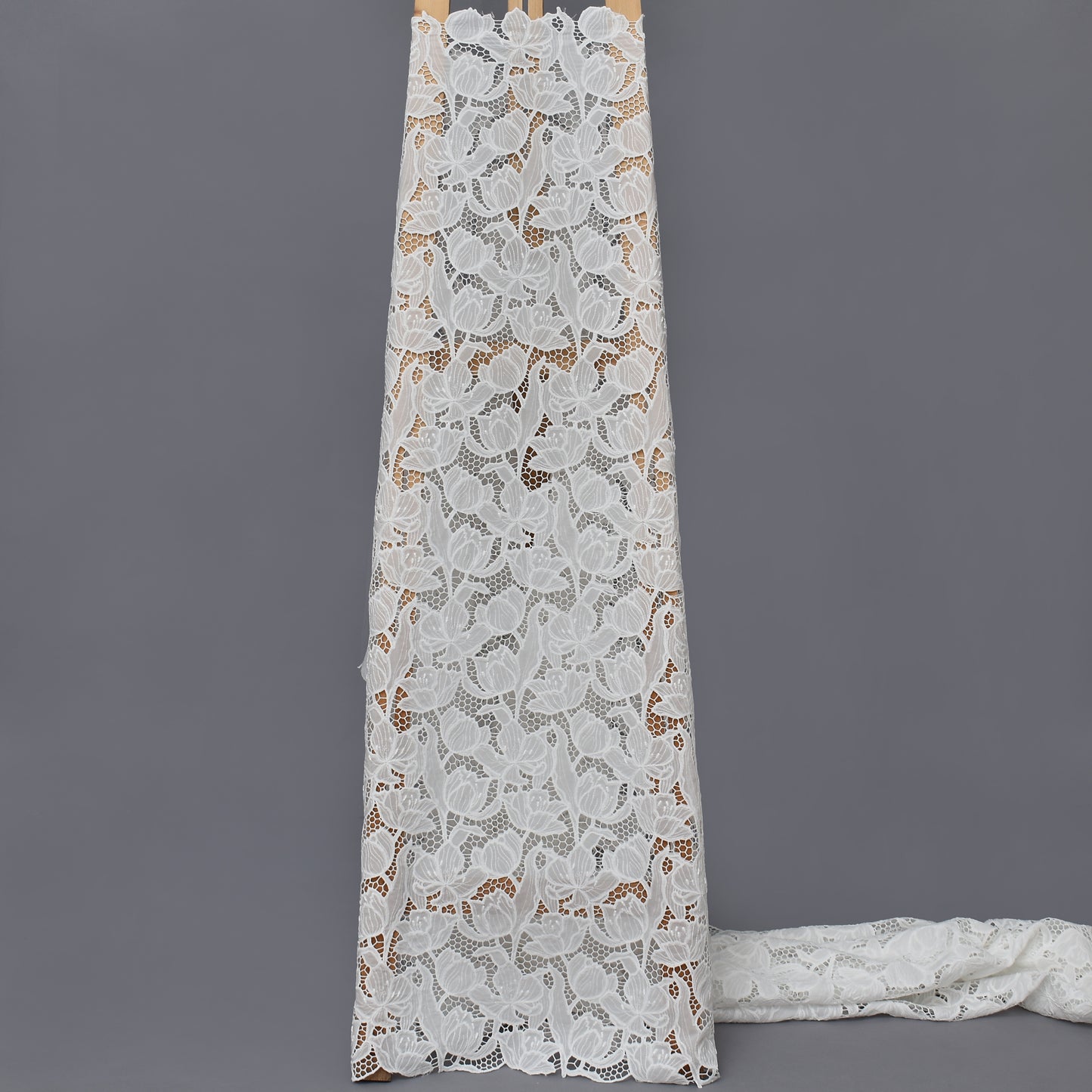 White Color Crepe Chikan Fabric