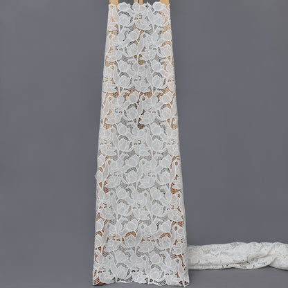 White Color Crepe Chikan Fabric