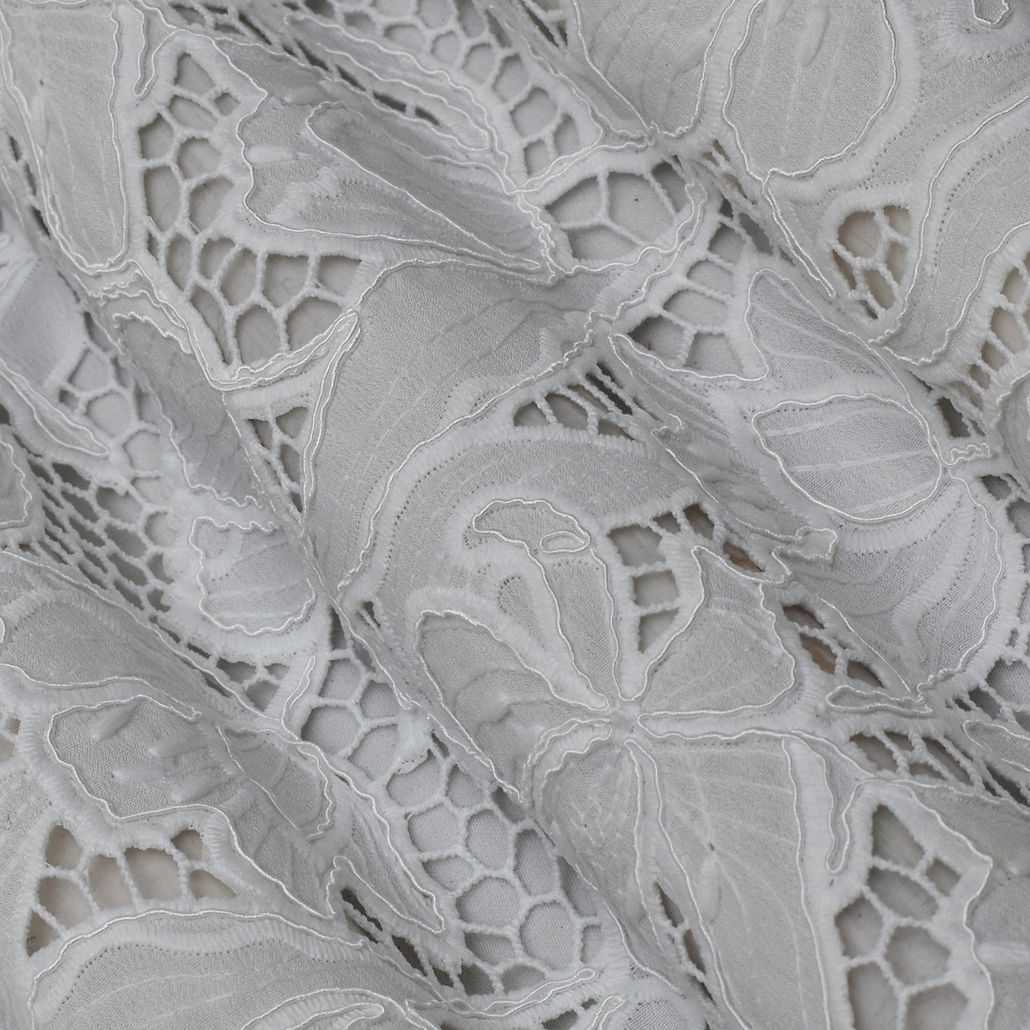 White Color Crepe Chikan Fabric
