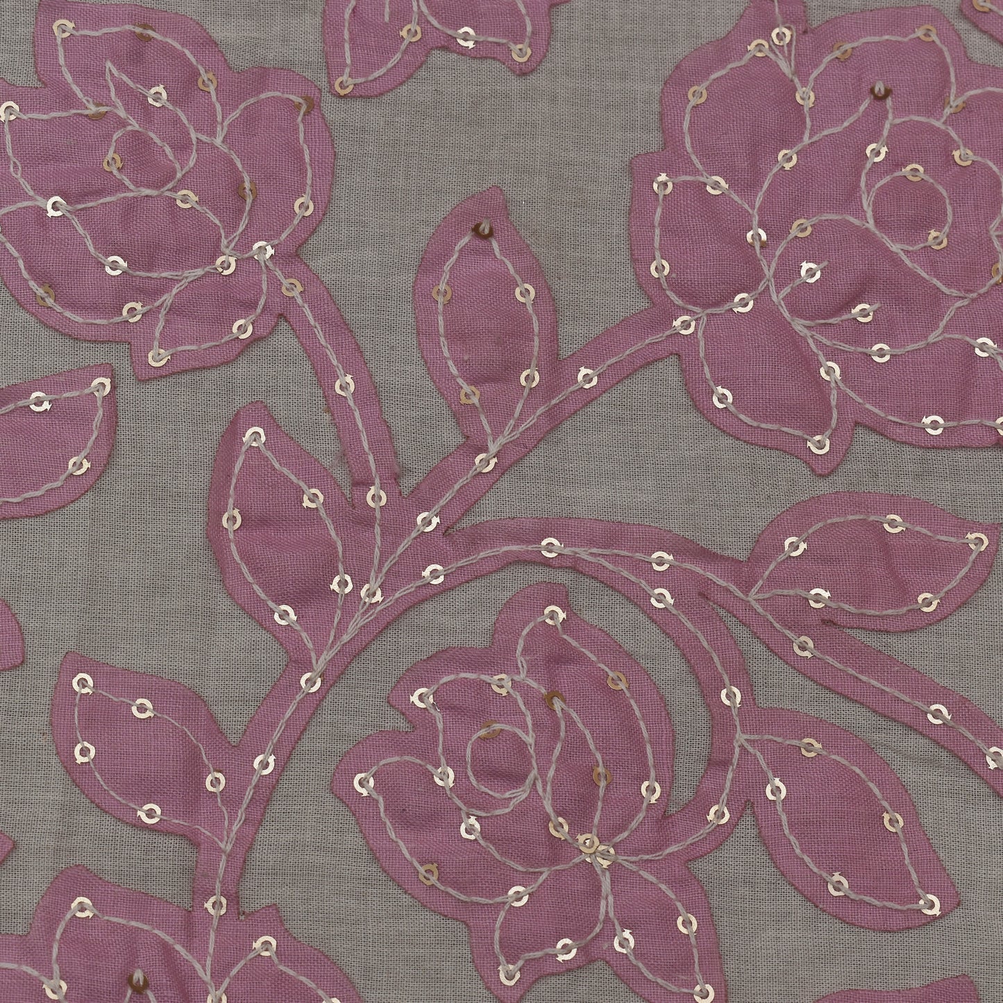 Pink Color Cotton Sequence Embroidery Fabric