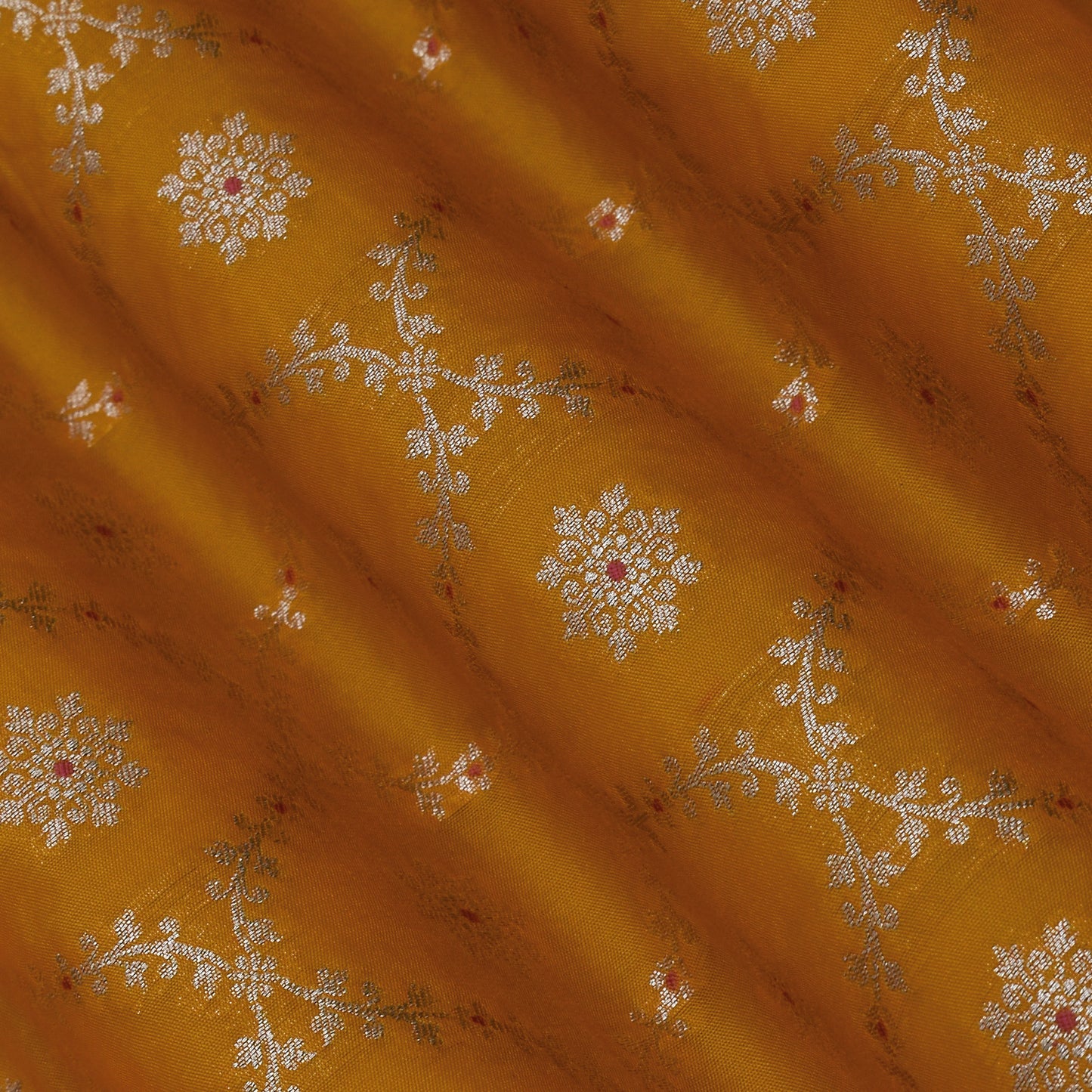Mustard Color Katan Meena Brocade Fabric