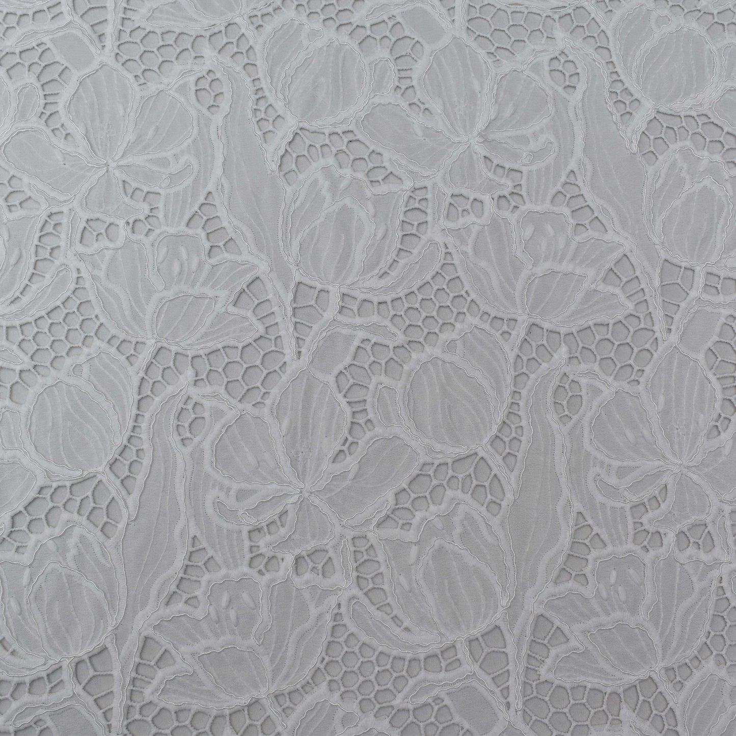 White Color Crepe Chikan Fabric
