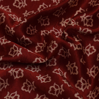 Red Color Gajji Silk Print Fabric