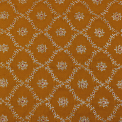 Mustard Color Katan Meena Brocade Fabric