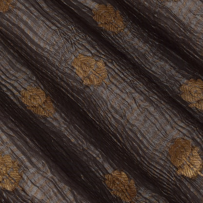 Grey Color Crush Tissue Booti Fabric