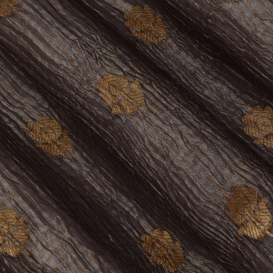 Grey Color Crush Tissue Booti Fabric