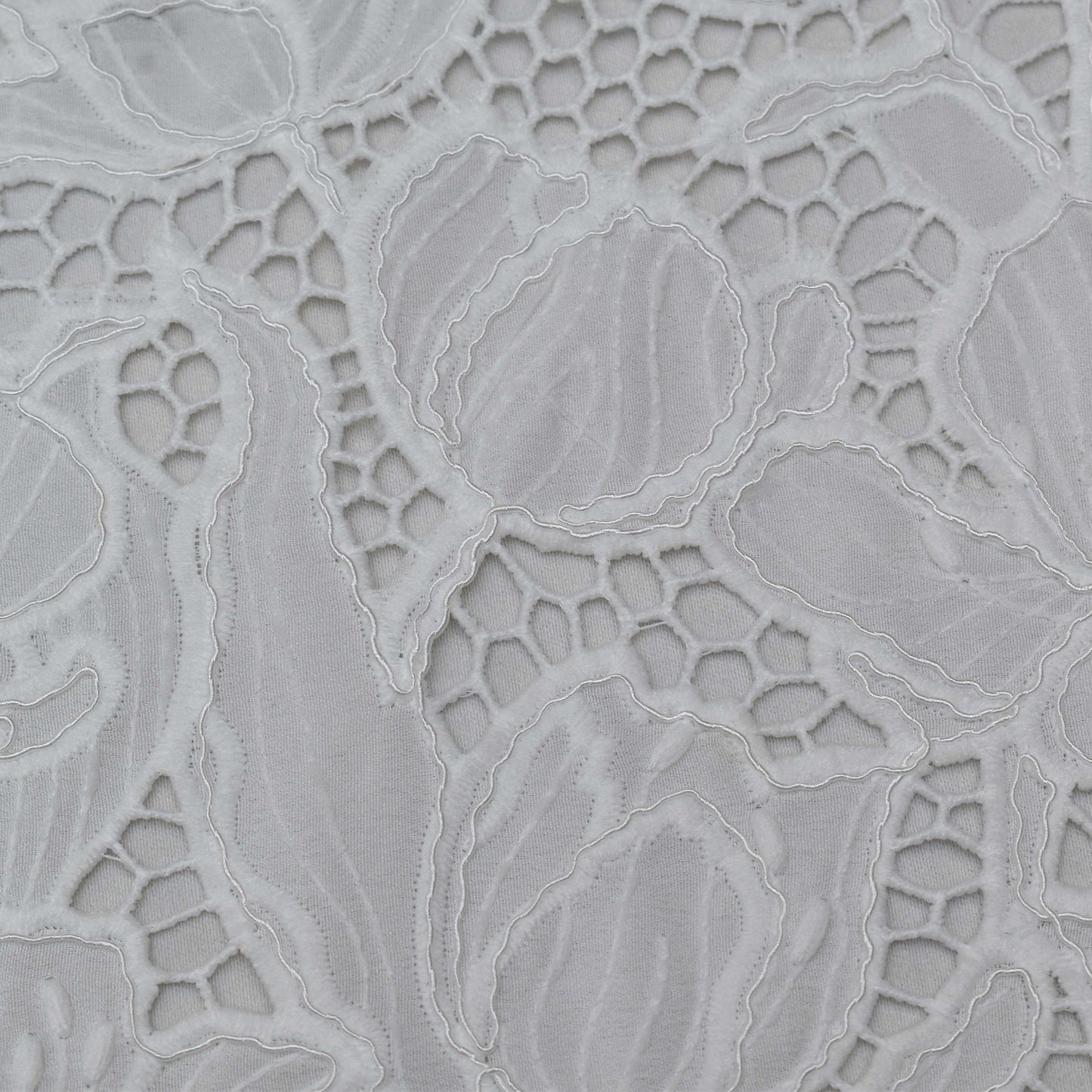 White Color Crepe Chikan Fabric