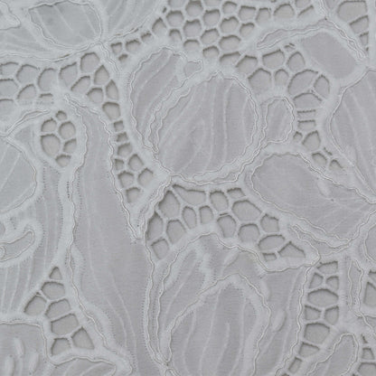 White Color Crepe Chikan Fabric