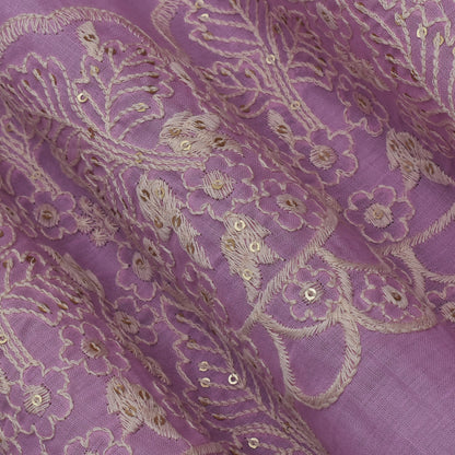 Pink Color Cotton Plazo Embroidery Fabric