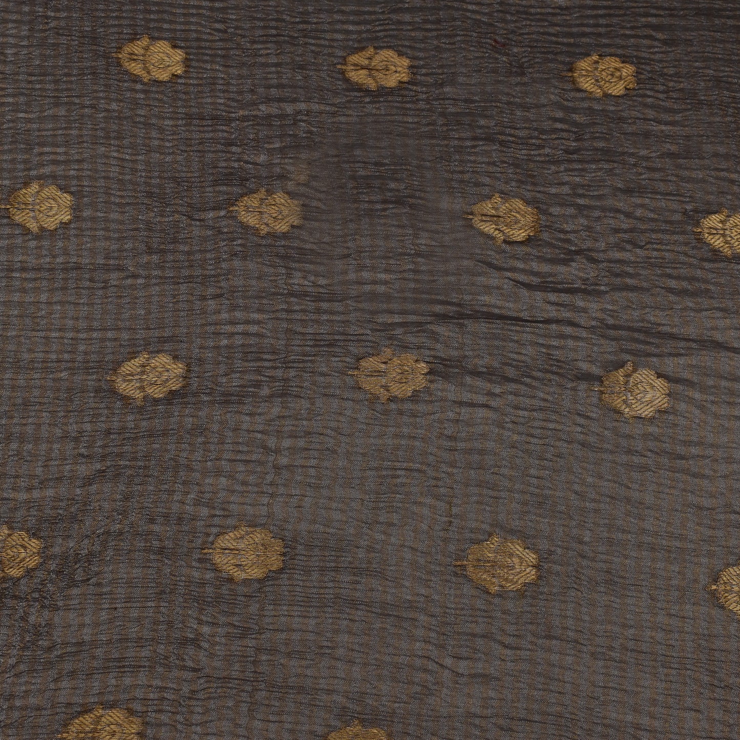 Grey Color Crush Tissue Booti Fabric