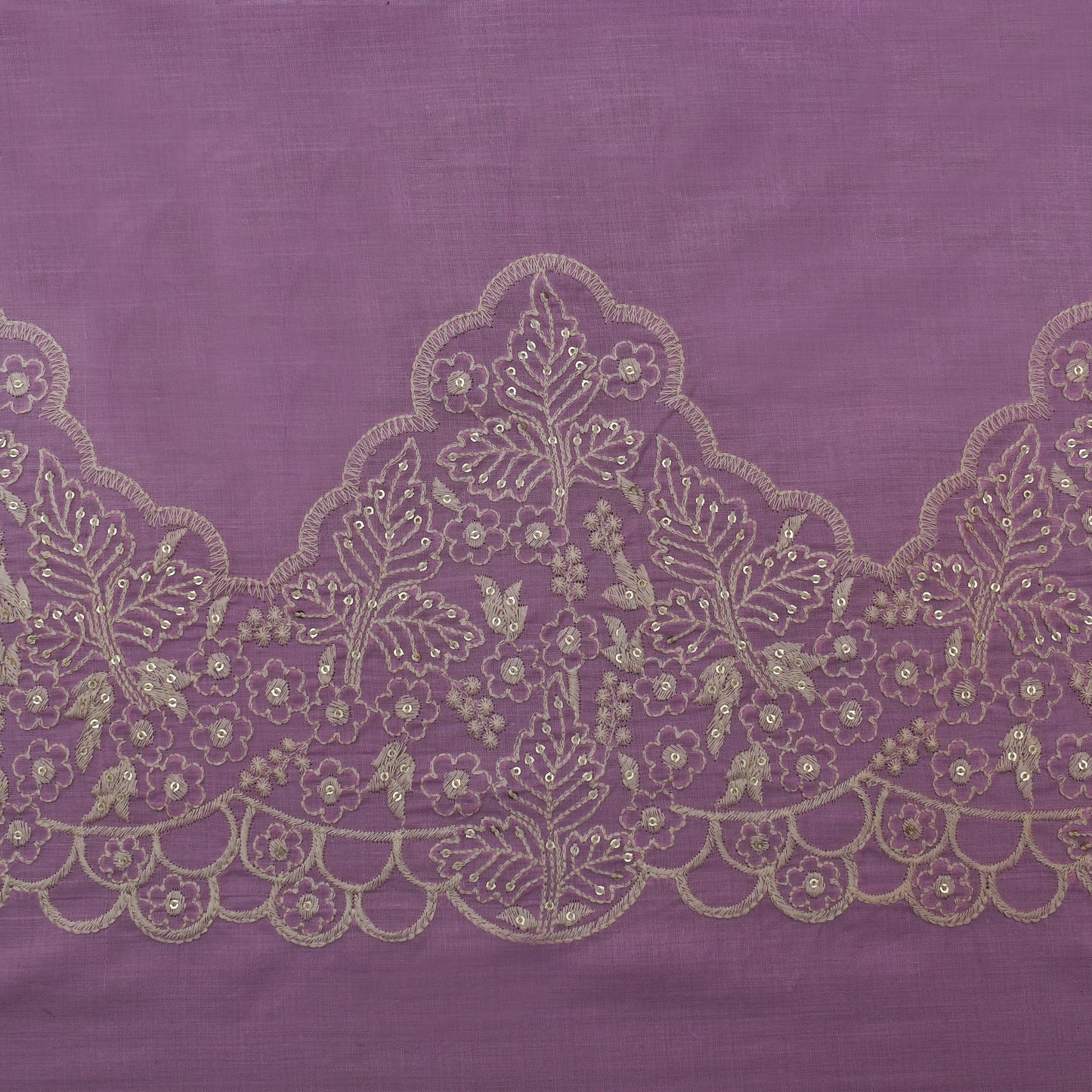 Pink Color Cotton Plazo Embroidery Fabric