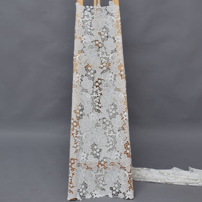 White Color Crepe Chikan Fabric