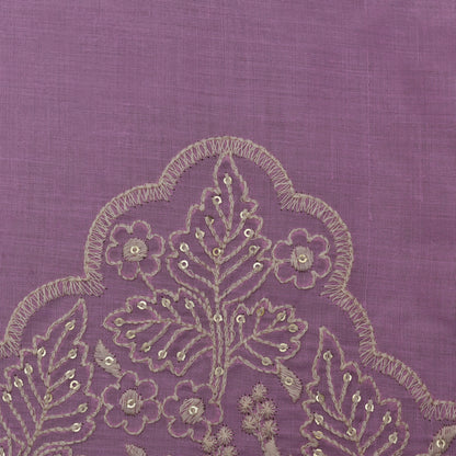 Pink Color Cotton Plazo Embroidery Fabric