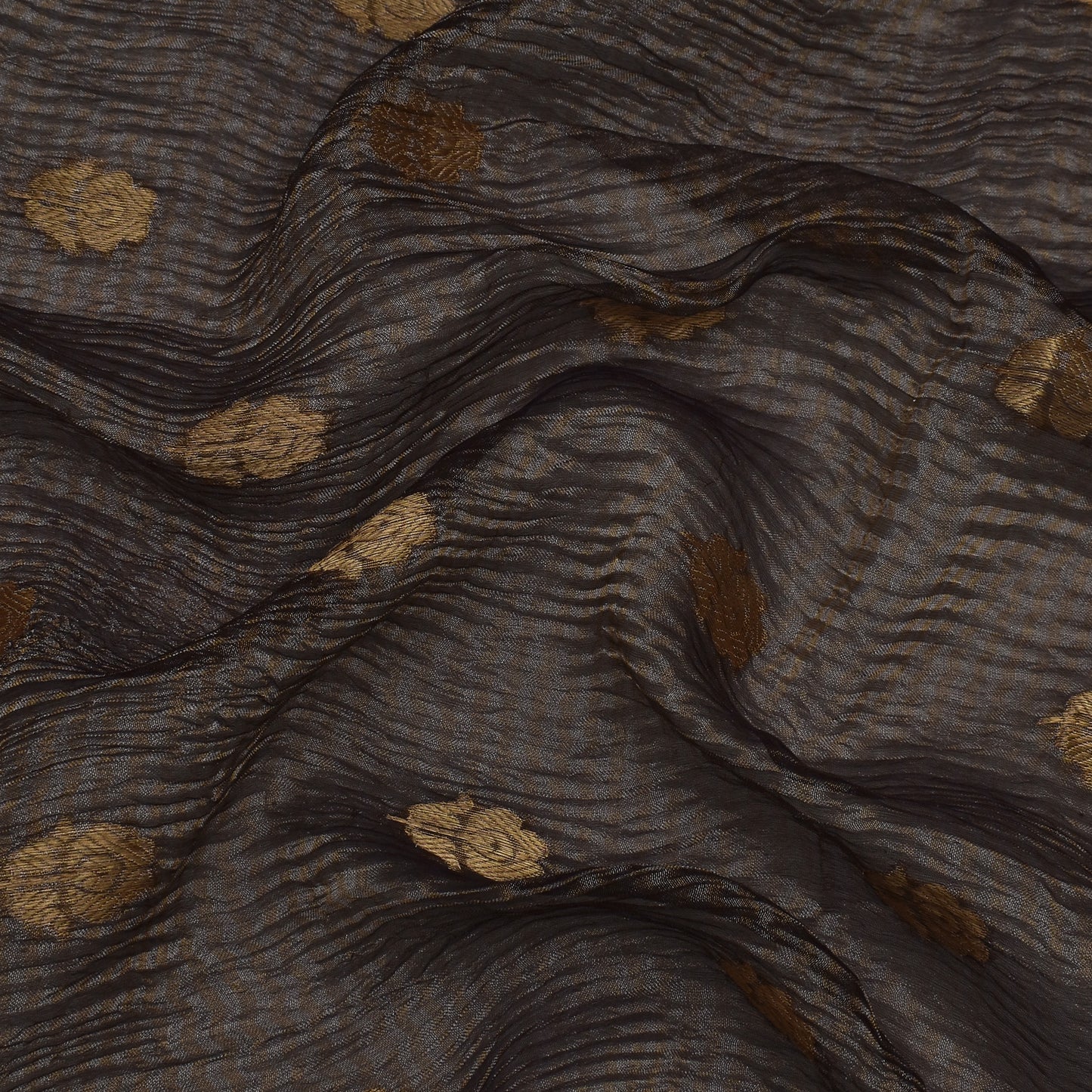 Grey Color Crush Tissue Booti Fabric