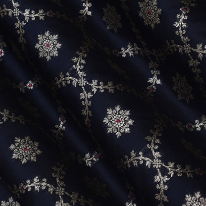 Navy Blue Color Katan Meena Brocade Fabric