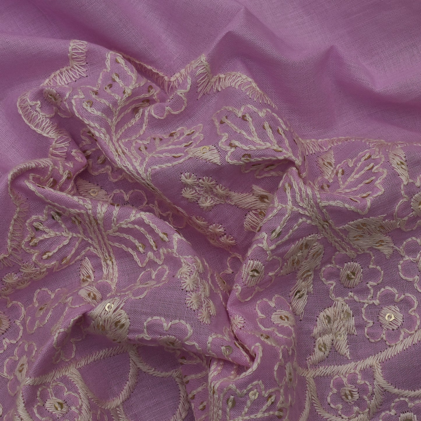 Pink Color Cotton Plazo Embroidery Fabric