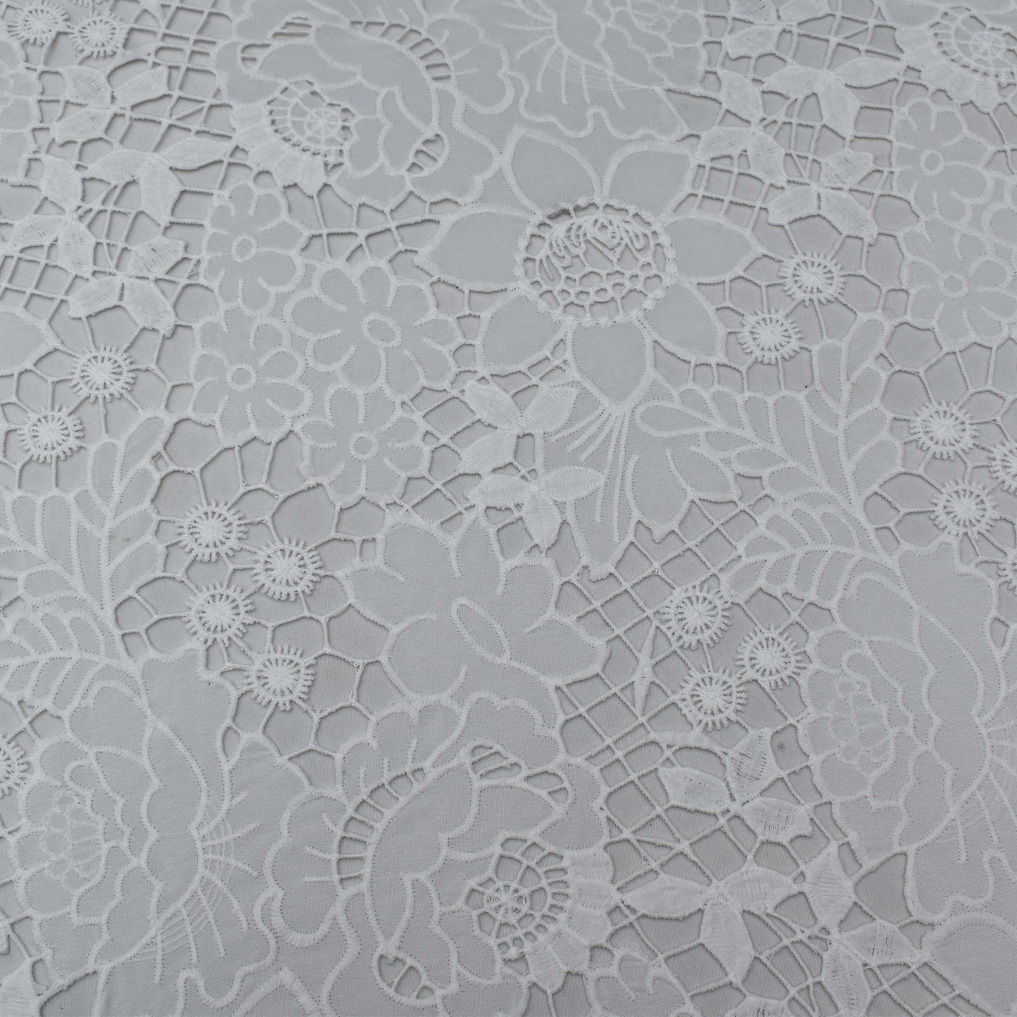 White Color Crepe Chikan Fabric