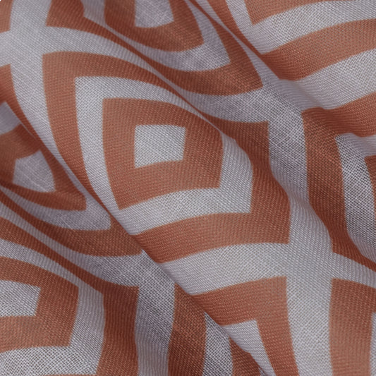 Rust Color Linen Digital Print Fabric