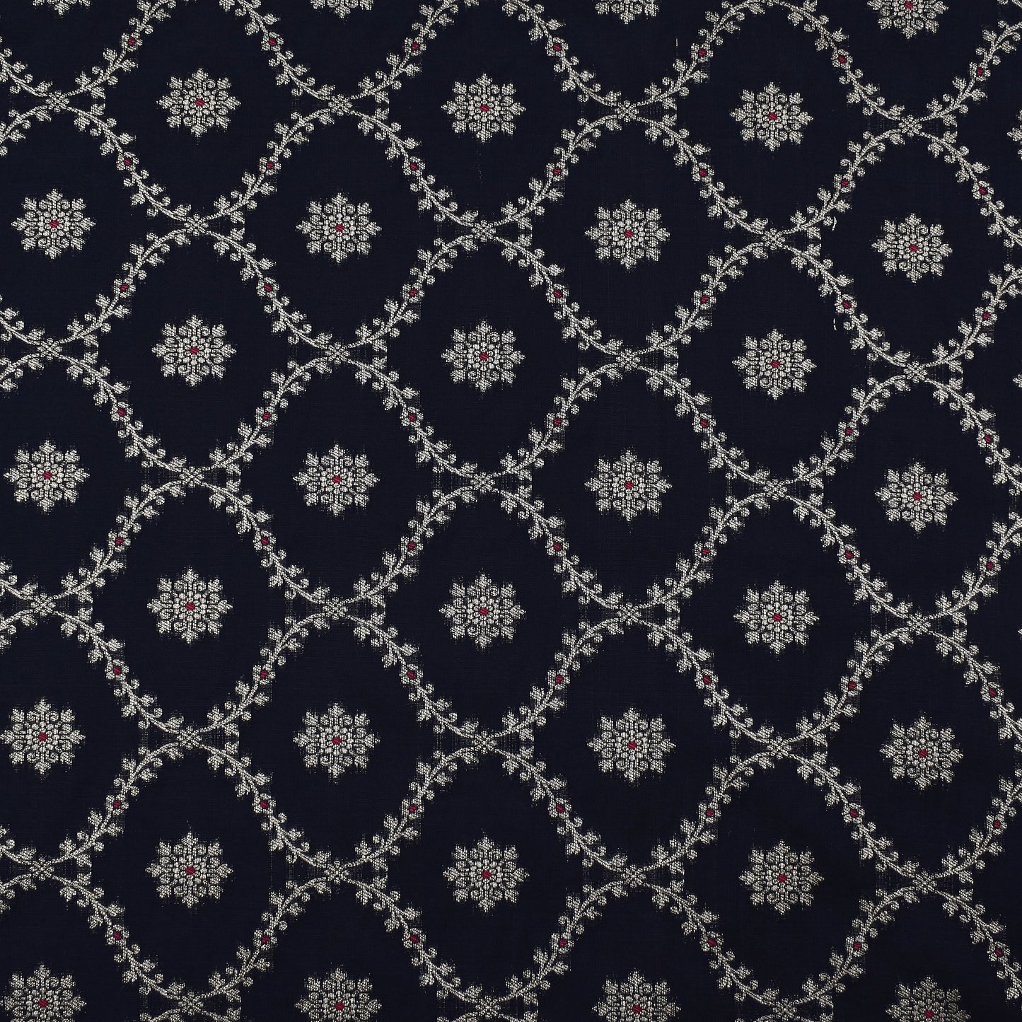 Navy Blue Color Katan Meena Brocade Fabric