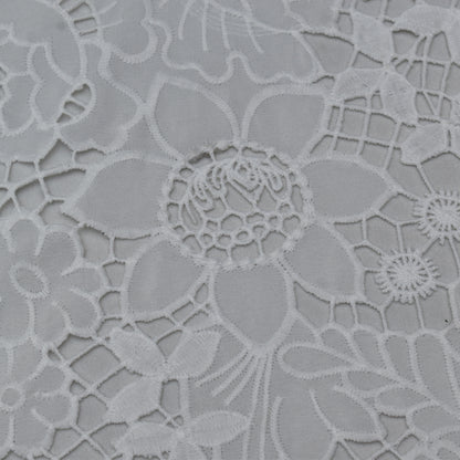 White Color Crepe Chikan Fabric