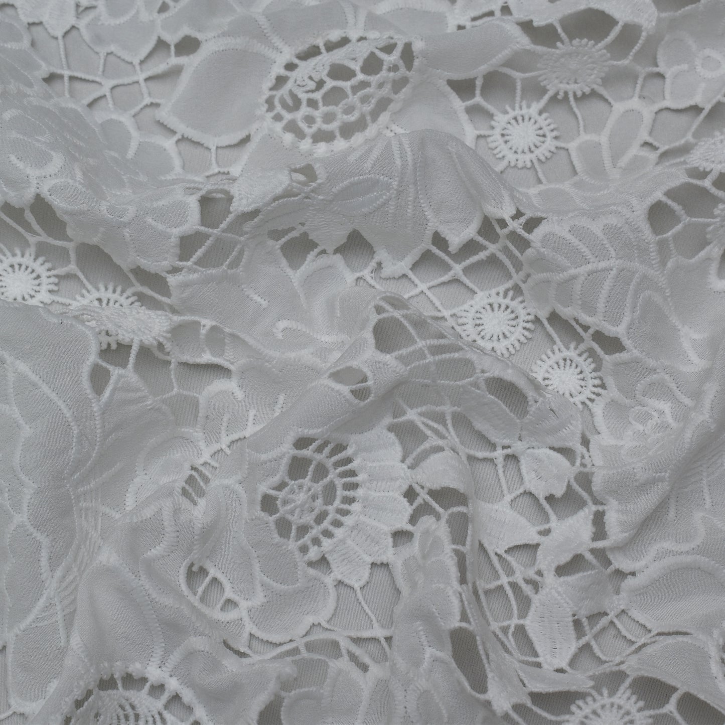 White Color Crepe Chikan Fabric