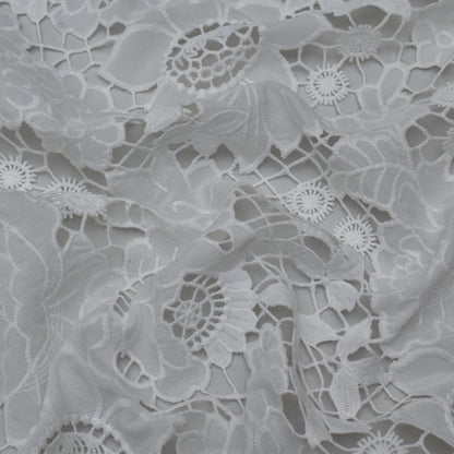 White Color Crepe Chikan Fabric