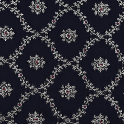 Navy Blue Color Katan Meena Brocade Fabric
