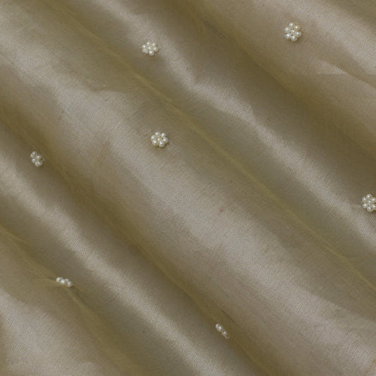 Beige Color Tissue Booti Fabric